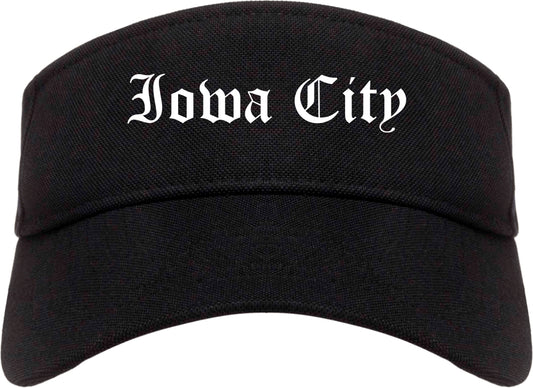 Iowa City Iowa IA Old English Mens Visor Cap Hat Black