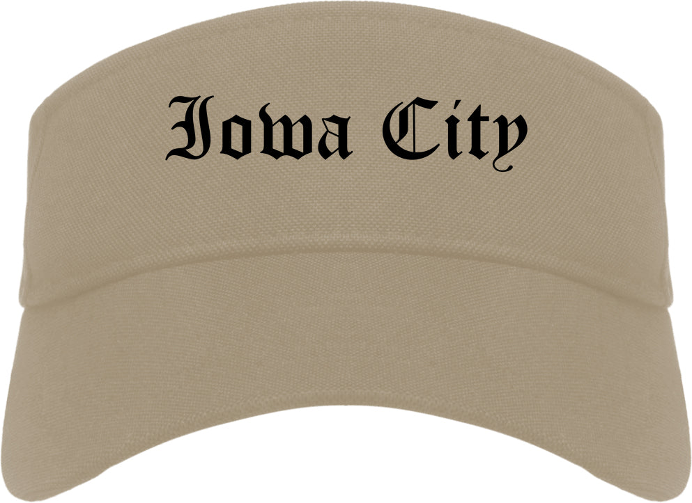 Iowa City Iowa IA Old English Mens Visor Cap Hat Khaki