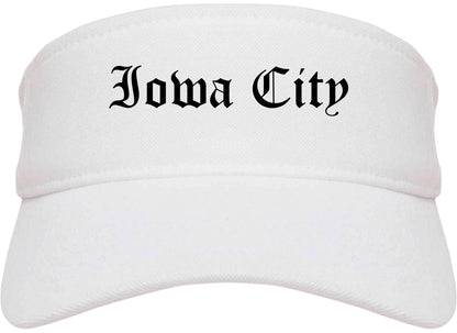 Iowa City Iowa IA Old English Mens Visor Cap Hat White
