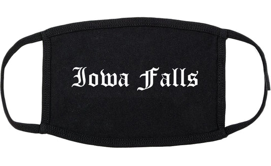Iowa Falls Iowa IA Old English Cotton Face Mask Black