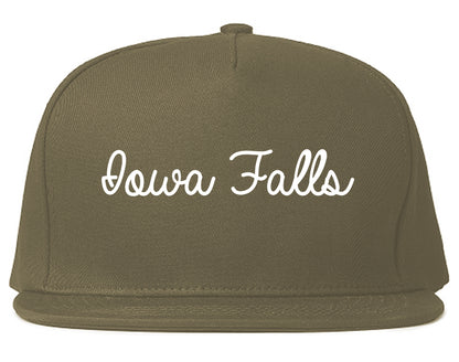 Iowa Falls Iowa IA Script Mens Snapback Hat Grey