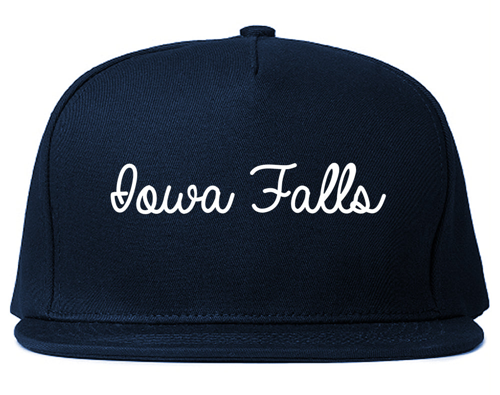 Iowa Falls Iowa IA Script Mens Snapback Hat Navy Blue