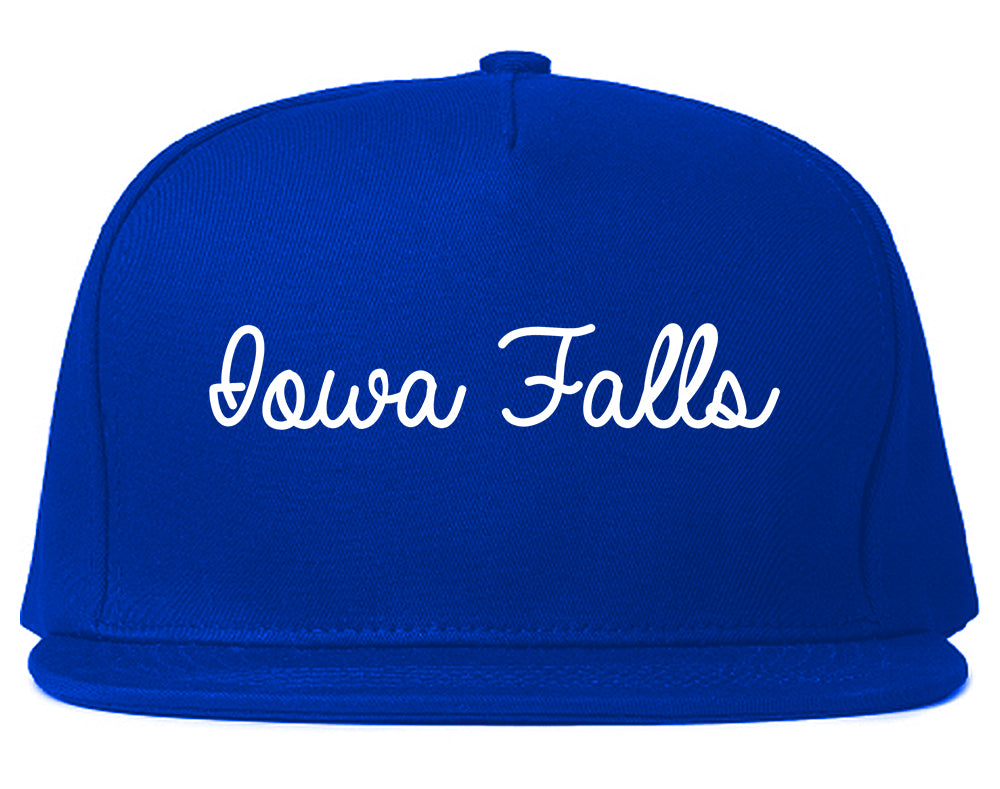 Iowa Falls Iowa IA Script Mens Snapback Hat Royal Blue