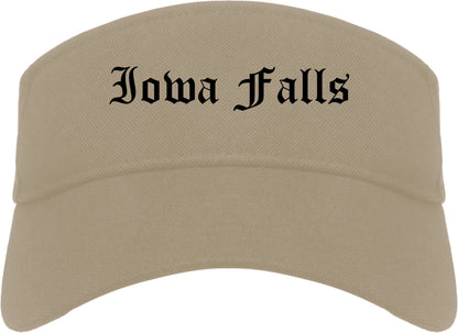 Iowa Falls Iowa IA Old English Mens Visor Cap Hat Khaki