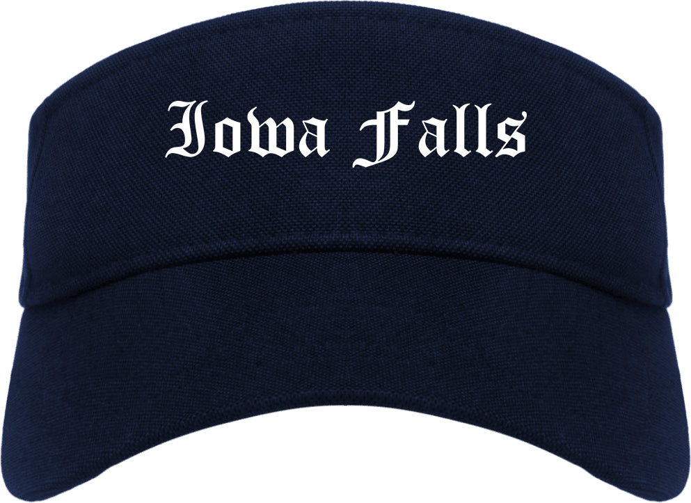 Iowa Falls Iowa IA Old English Mens Visor Cap Hat Navy Blue