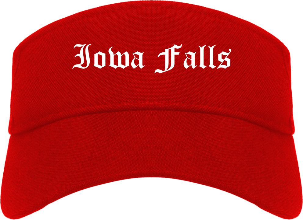 Iowa Falls Iowa IA Old English Mens Visor Cap Hat Red