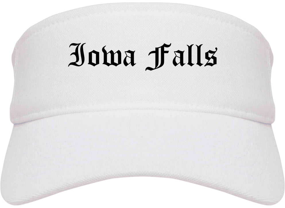 Iowa Falls Iowa IA Old English Mens Visor Cap Hat White