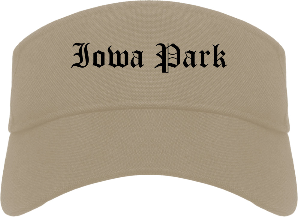 Iowa Park Texas TX Old English Mens Visor Cap Hat Khaki