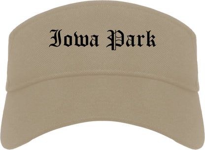 Iowa Park Texas TX Old English Mens Visor Cap Hat Khaki