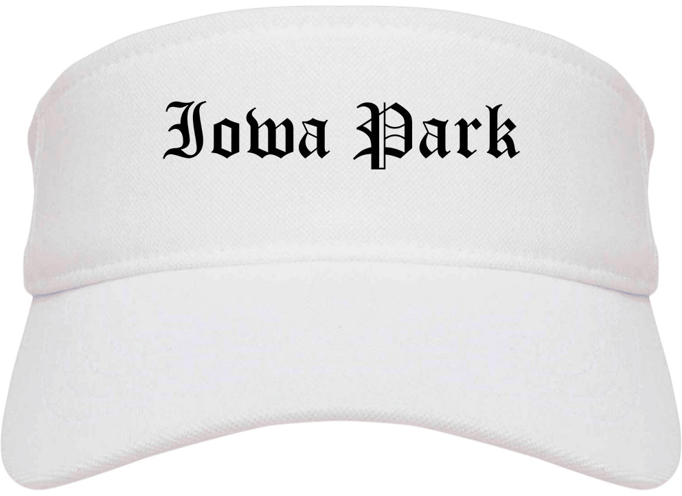 Iowa Park Texas TX Old English Mens Visor Cap Hat White