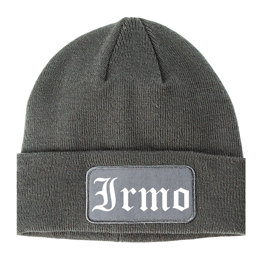 Irmo South Carolina SC Old English Mens Knit Beanie Hat Cap Grey