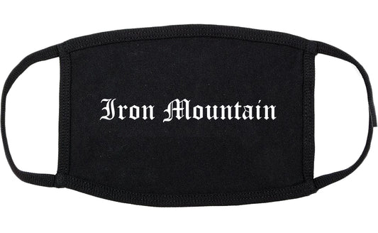 Iron Mountain Michigan MI Old English Cotton Face Mask Black