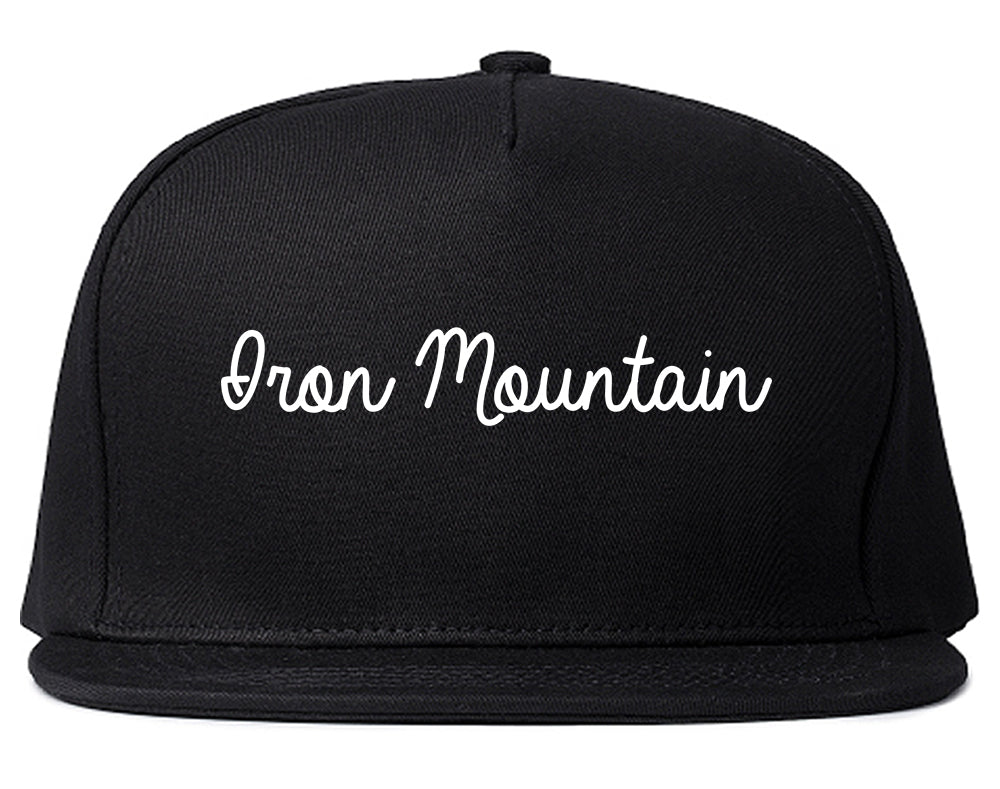 Iron Mountain Michigan MI Script Mens Snapback Hat Black