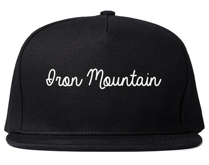 Iron Mountain Michigan MI Script Mens Snapback Hat Black