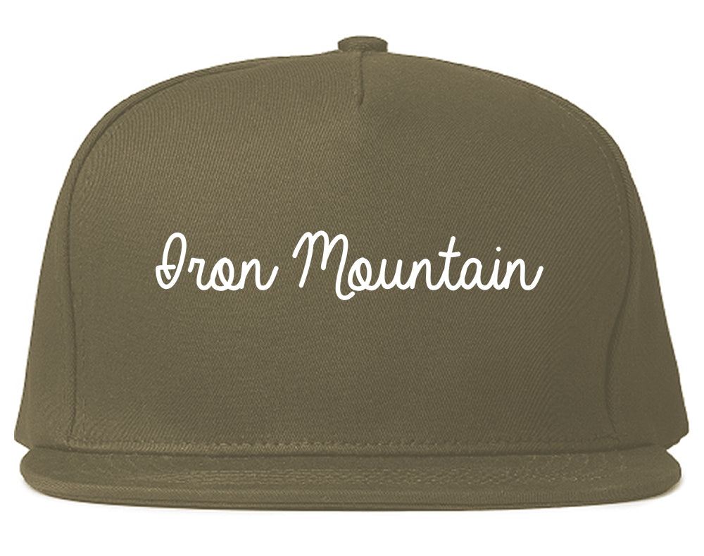 Iron Mountain Michigan MI Script Mens Snapback Hat Grey