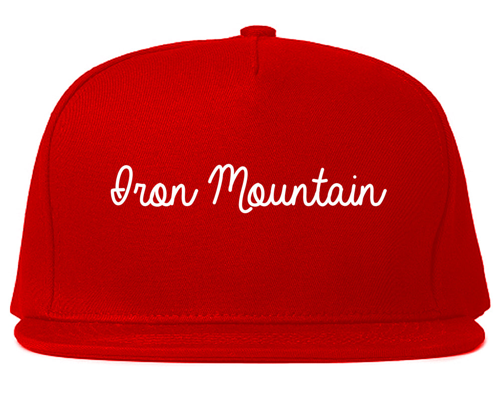Iron Mountain Michigan MI Script Mens Snapback Hat Red