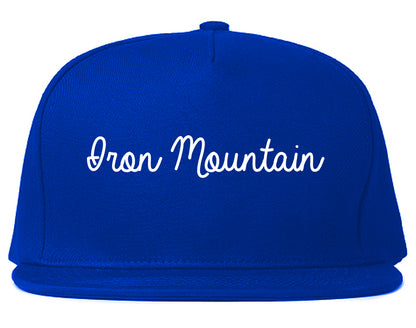 Iron Mountain Michigan MI Script Mens Snapback Hat Royal Blue