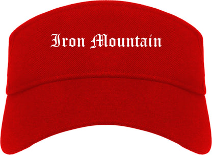 Iron Mountain Michigan MI Old English Mens Visor Cap Hat Red