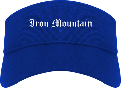 Iron Mountain Michigan MI Old English Mens Visor Cap Hat Royal Blue
