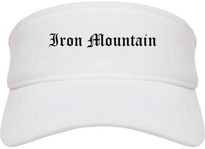 Iron Mountain Michigan MI Old English Mens Visor Cap Hat White