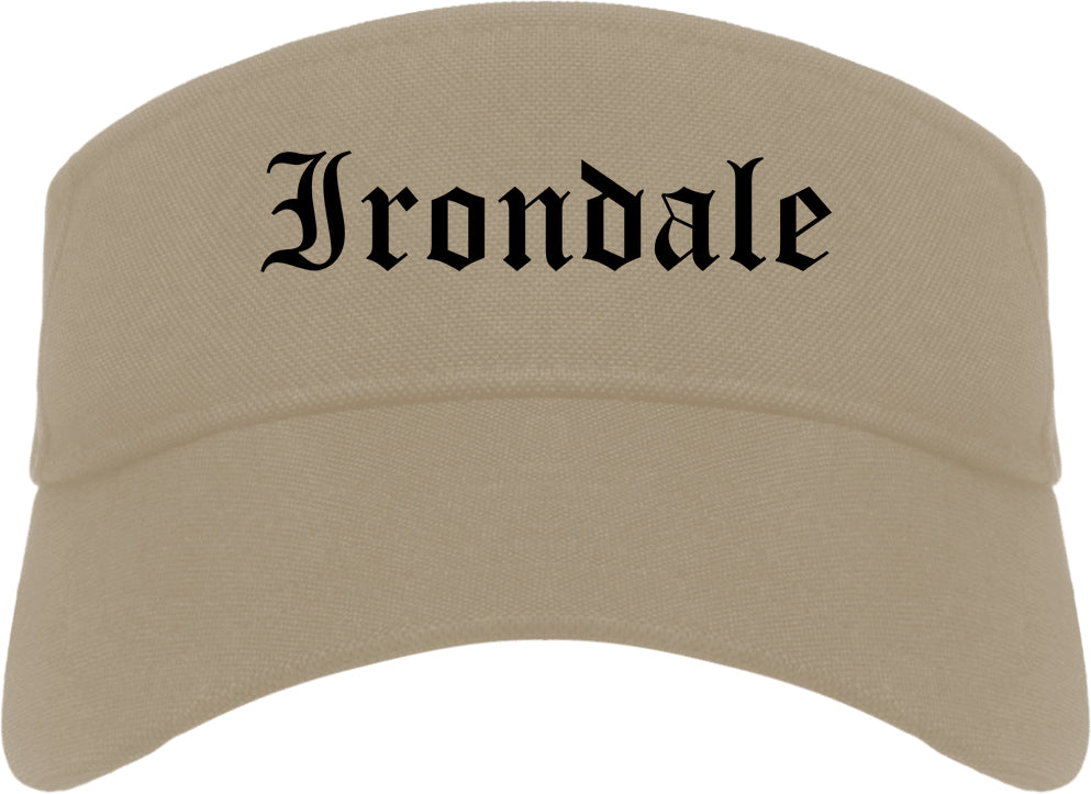 Irondale Alabama AL Old English Mens Visor Cap Hat Khaki