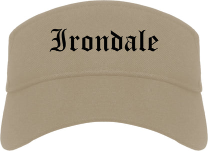 Irondale Alabama AL Old English Mens Visor Cap Hat Khaki