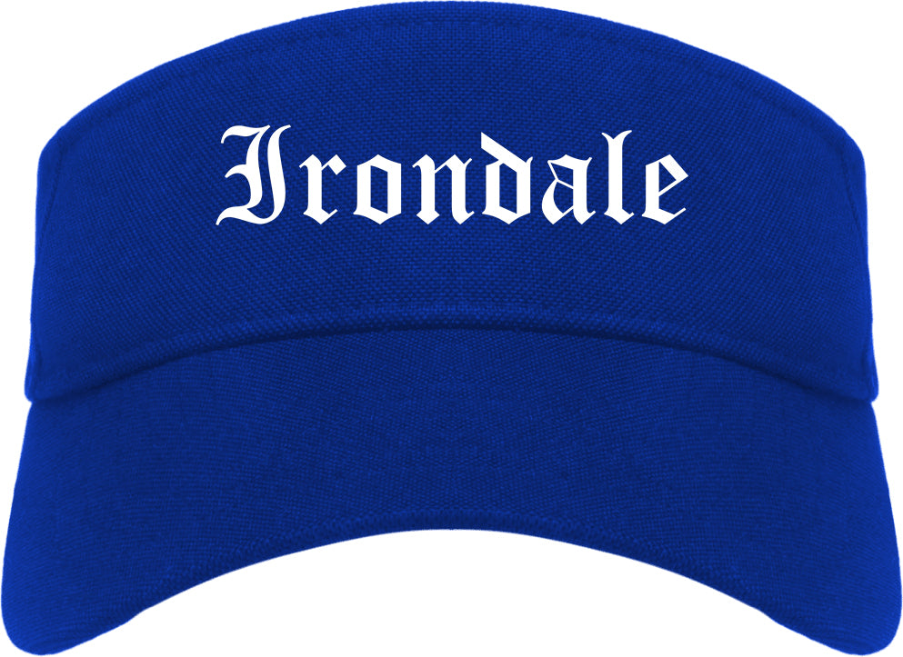 Irondale Alabama AL Old English Mens Visor Cap Hat Royal Blue