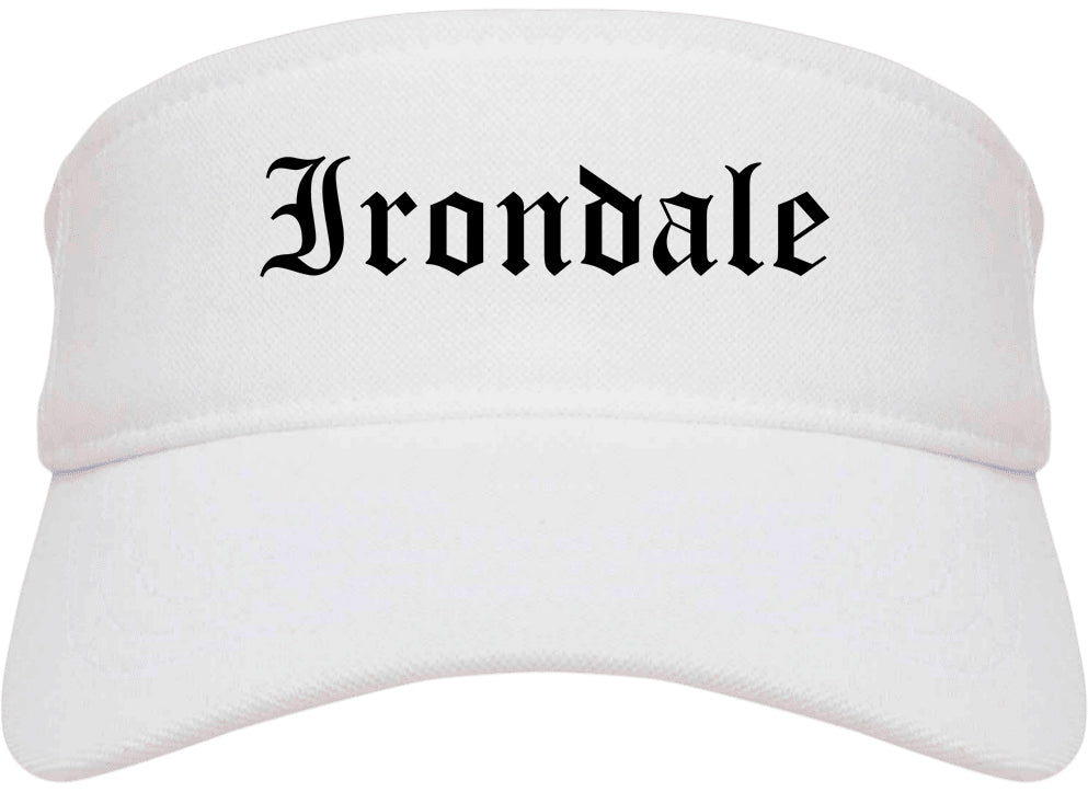 Irondale Alabama AL Old English Mens Visor Cap Hat White