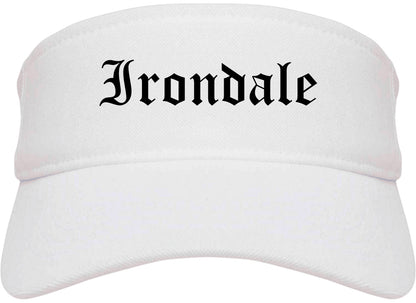 Irondale Alabama AL Old English Mens Visor Cap Hat White