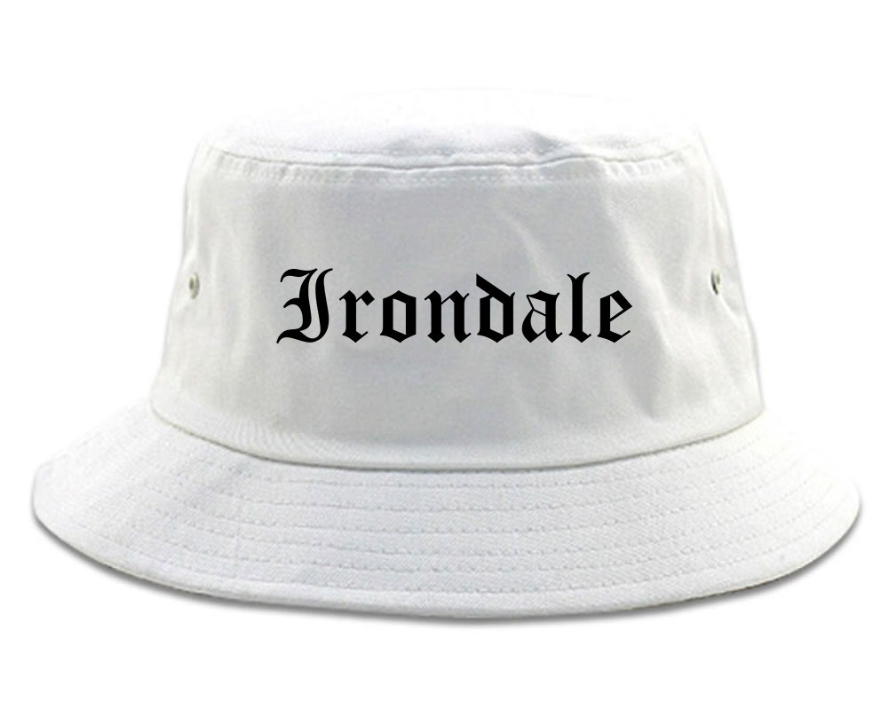 Irondale Alabama AL Old English Mens Bucket Hat White