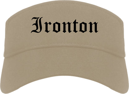 Ironton Ohio OH Old English Mens Visor Cap Hat Khaki