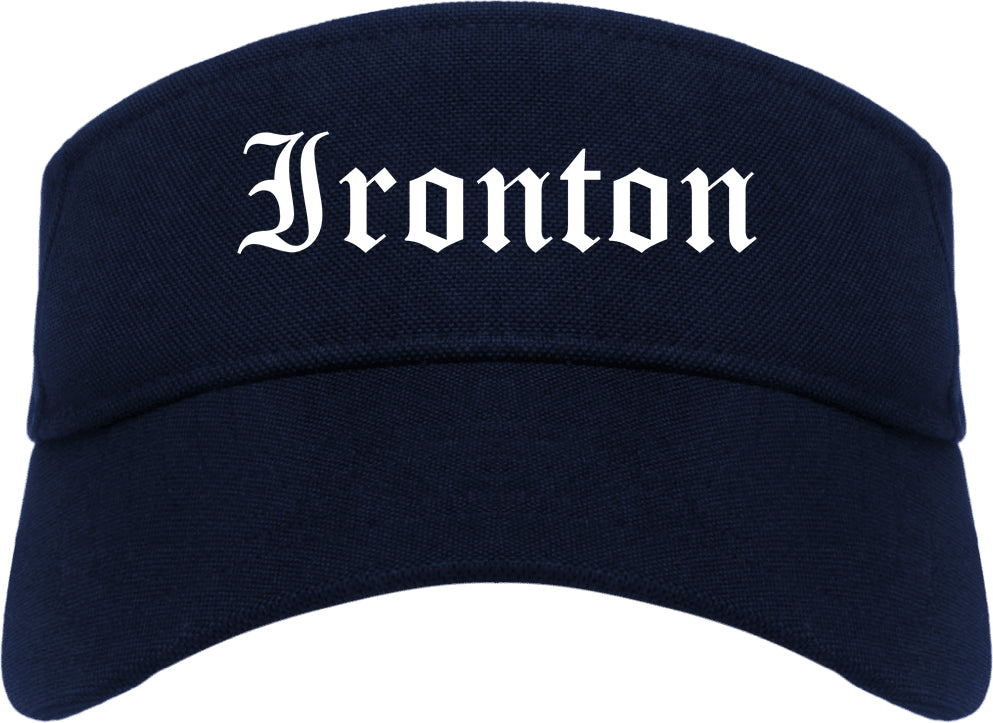 Ironton Ohio OH Old English Mens Visor Cap Hat Navy Blue