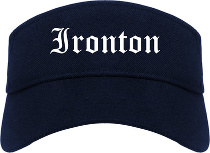Ironton Ohio OH Old English Mens Visor Cap Hat Navy Blue