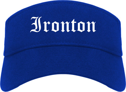 Ironton Ohio OH Old English Mens Visor Cap Hat Royal Blue