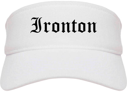 Ironton Ohio OH Old English Mens Visor Cap Hat White