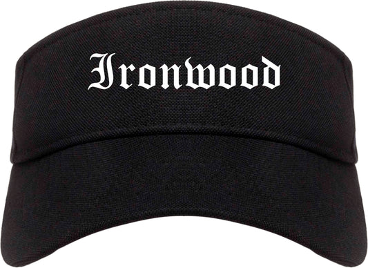 Ironwood Michigan MI Old English Mens Visor Cap Hat Black