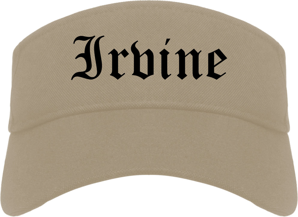 Irvine California CA Old English Mens Visor Cap Hat Khaki