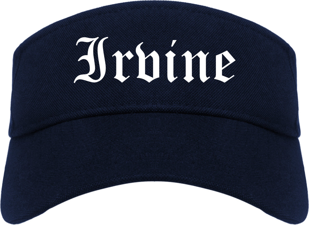 Irvine California CA Old English Mens Visor Cap Hat Navy Blue