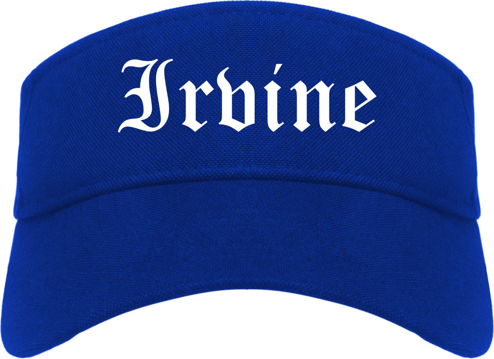 Irvine California CA Old English Mens Visor Cap Hat Royal Blue