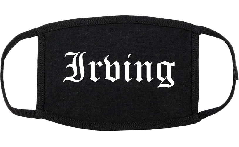 Irving Texas TX Old English Cotton Face Mask Black