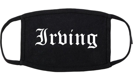 Irving Texas TX Old English Cotton Face Mask Black