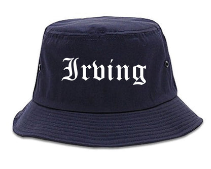 Irving Texas TX Old English Mens Bucket Hat Navy Blue