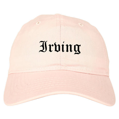 Irving Texas TX Old English Mens Dad Hat Baseball Cap Pink
