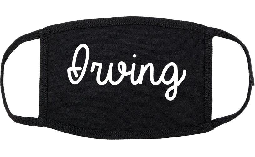 Irving Texas TX Script Cotton Face Mask Black
