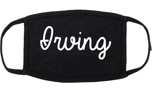 Irving Texas TX Script Cotton Face Mask Black