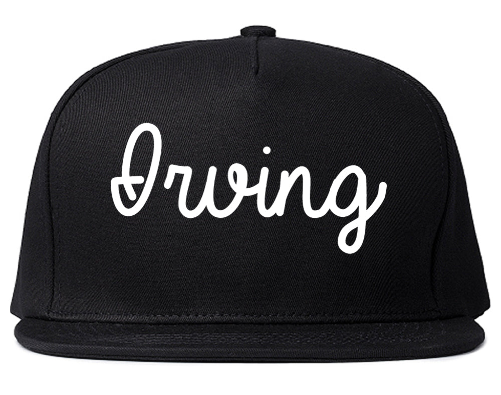 Irving Texas TX Script Mens Snapback Hat Black
