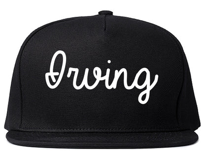 Irving Texas TX Script Mens Snapback Hat Black