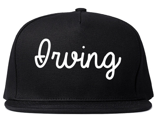 Irving Texas TX Script Mens Snapback Hat Black