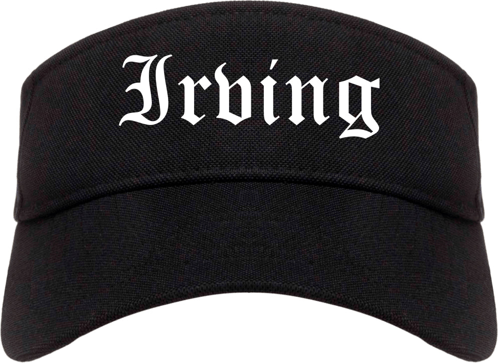 Irving Texas TX Old English Mens Visor Cap Hat Black