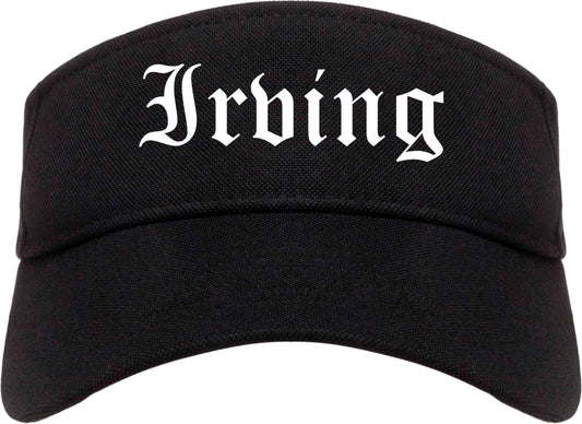 Irving Texas TX Old English Mens Visor Cap Hat Black